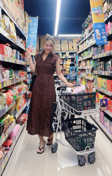 翻領無袖 排釦長洋裝(灰綠/咖啡)