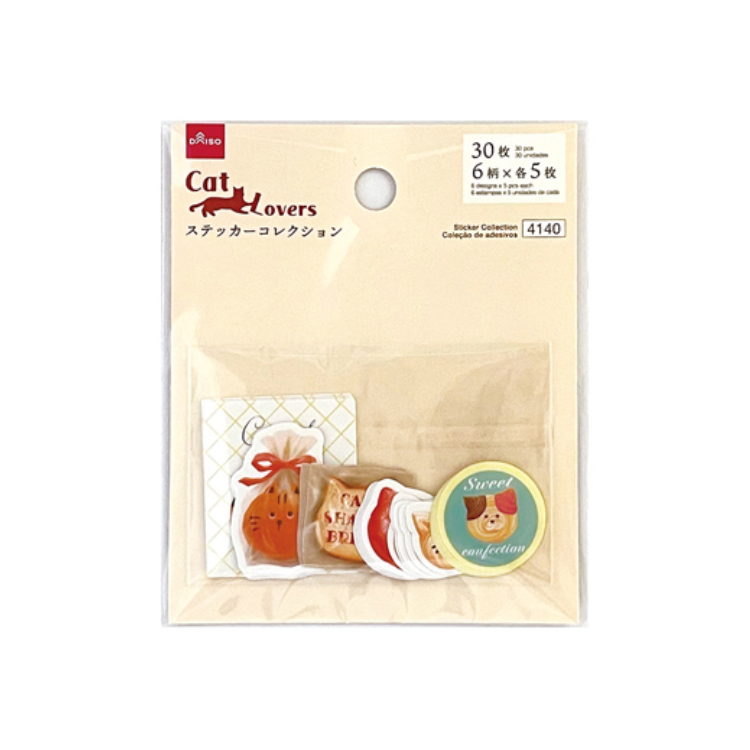 手帳裝飾貼/貓咪甜點 30入