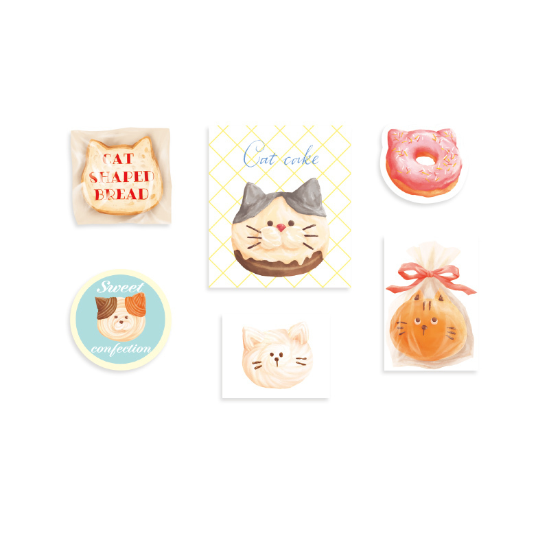 手帳裝飾貼/貓咪甜點 30入