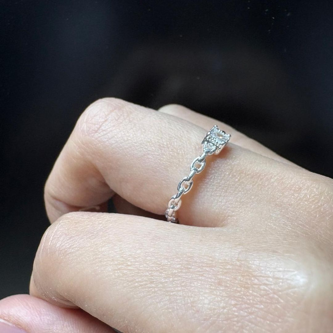 純銀方糖鋯石戒指 (開口款) [#SQ25082805]