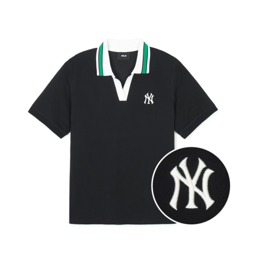 【直播】MLB LL081545 女裝有領雙色短袖上衣