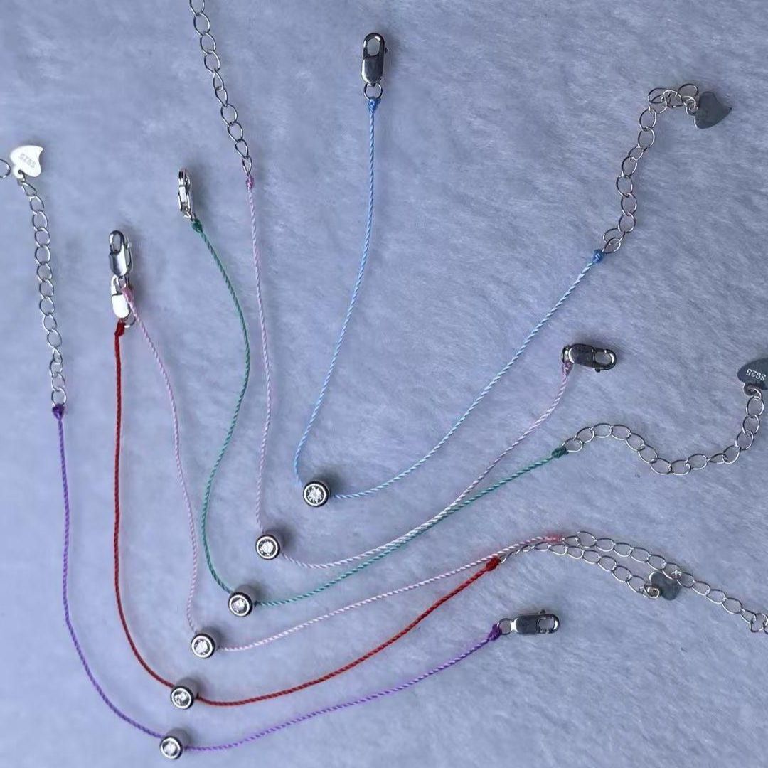 多色超莫桑石超細氣質手繩鏈 (有延長扣)  [#SQ25082839]