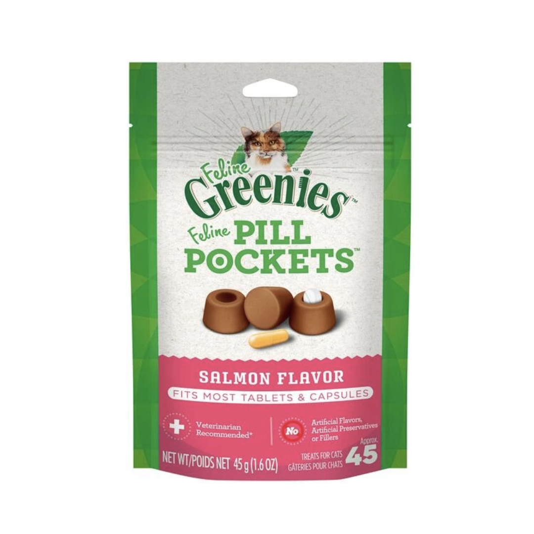 Greenies - 喂藥輔助貓小食鮭魚味 1.6安士