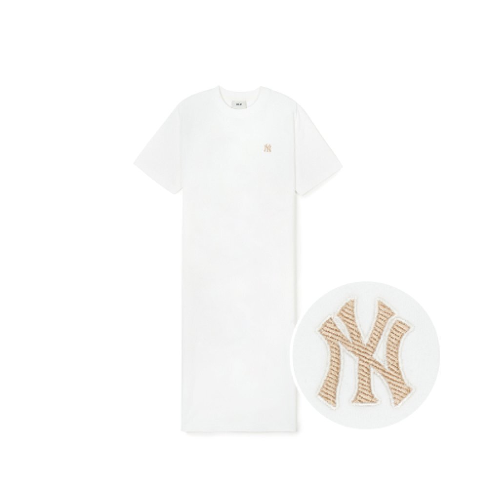 【直播】MLB LL081548 女裝小logo連身裙(象牙色)