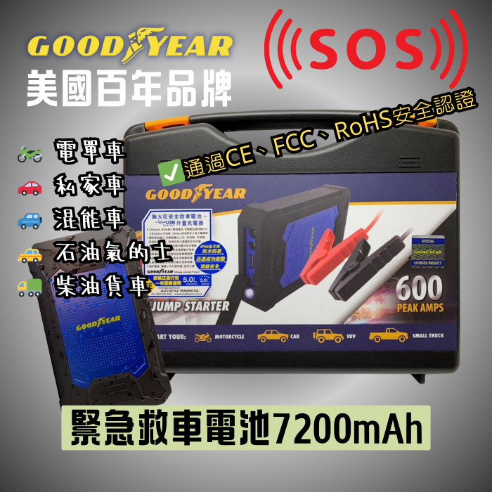 Goodyear Jump Starter 應急救車電池7200mAh