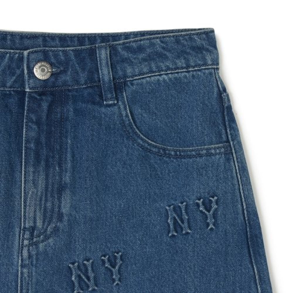 【直播】MLB LL081552 女裝壓花牛仔裙(深藍色)