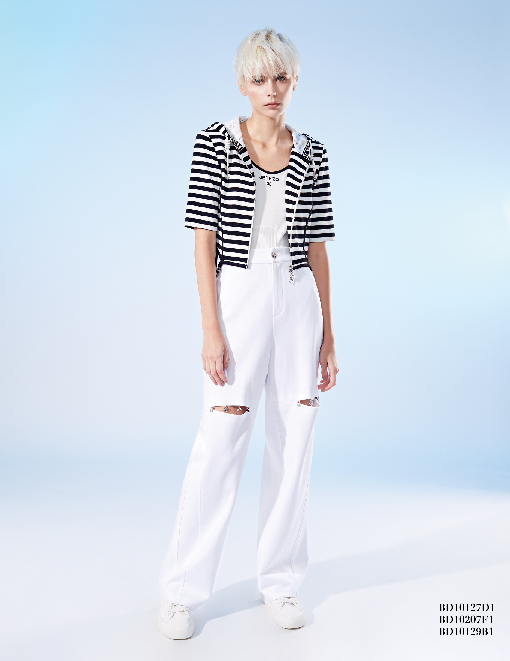 BD10129B1 黑白拉鍊切口直筒休閒褲 (2色)