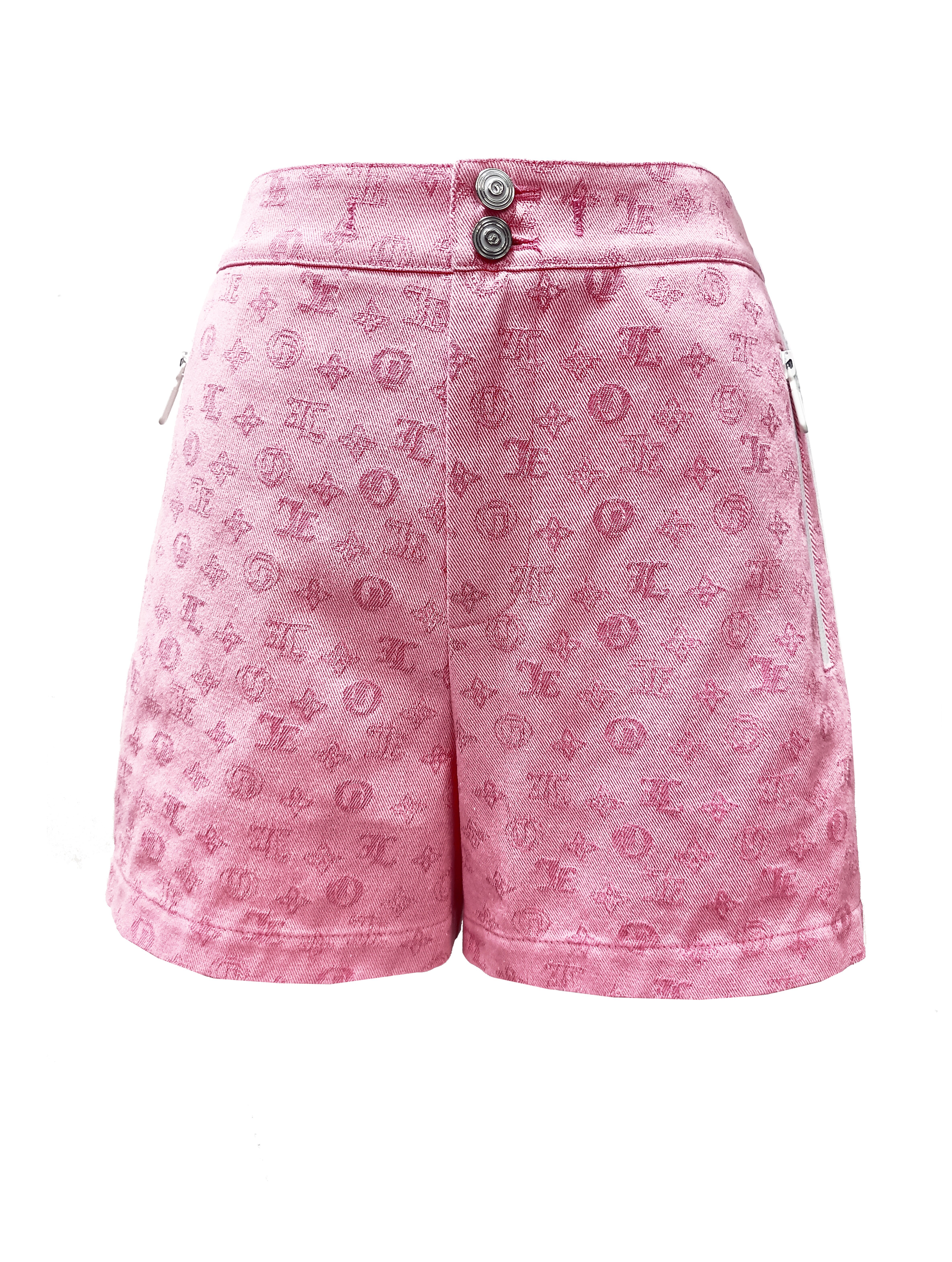 BD10138B1 珍珠玫瑰粉老花logo短褲