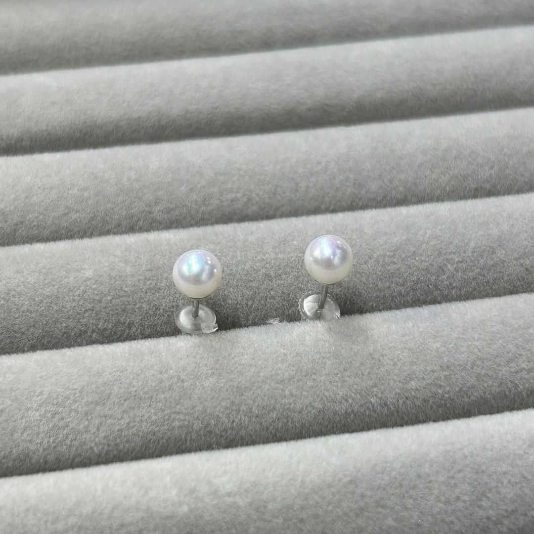 簡約淡水白珍珠 5-6mm 純銀耳針耳環  [#SQ25082810]