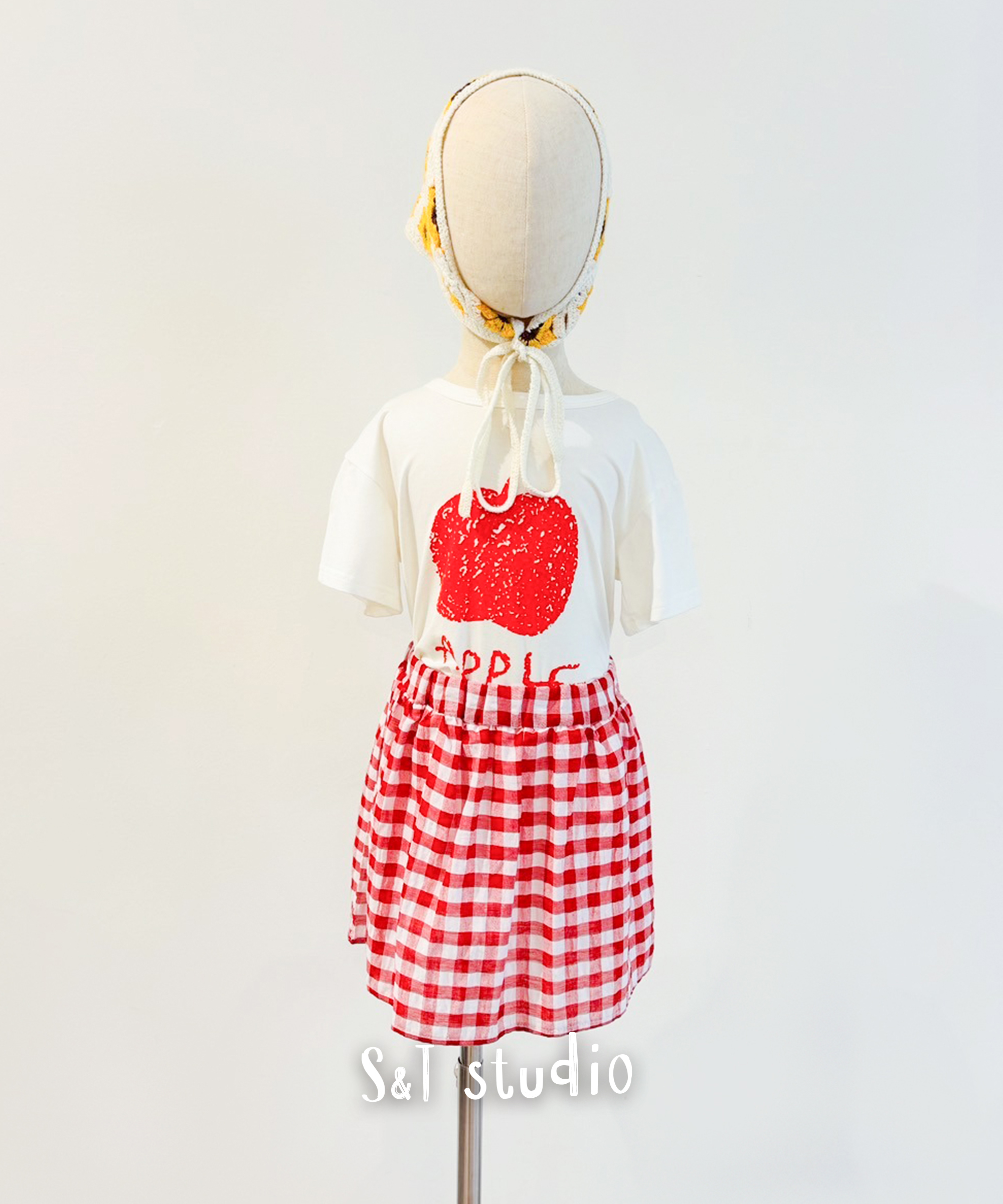 Apple Girl 女孩夏日格子套裝(100-150)