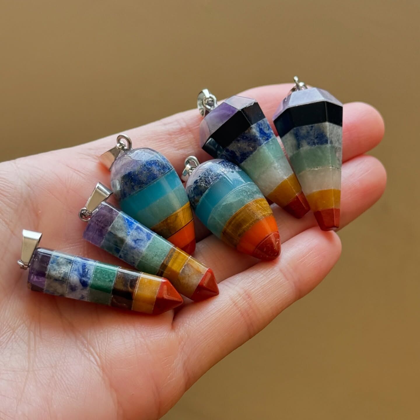 [原石] 七脈輪水晶 水晶吊墜