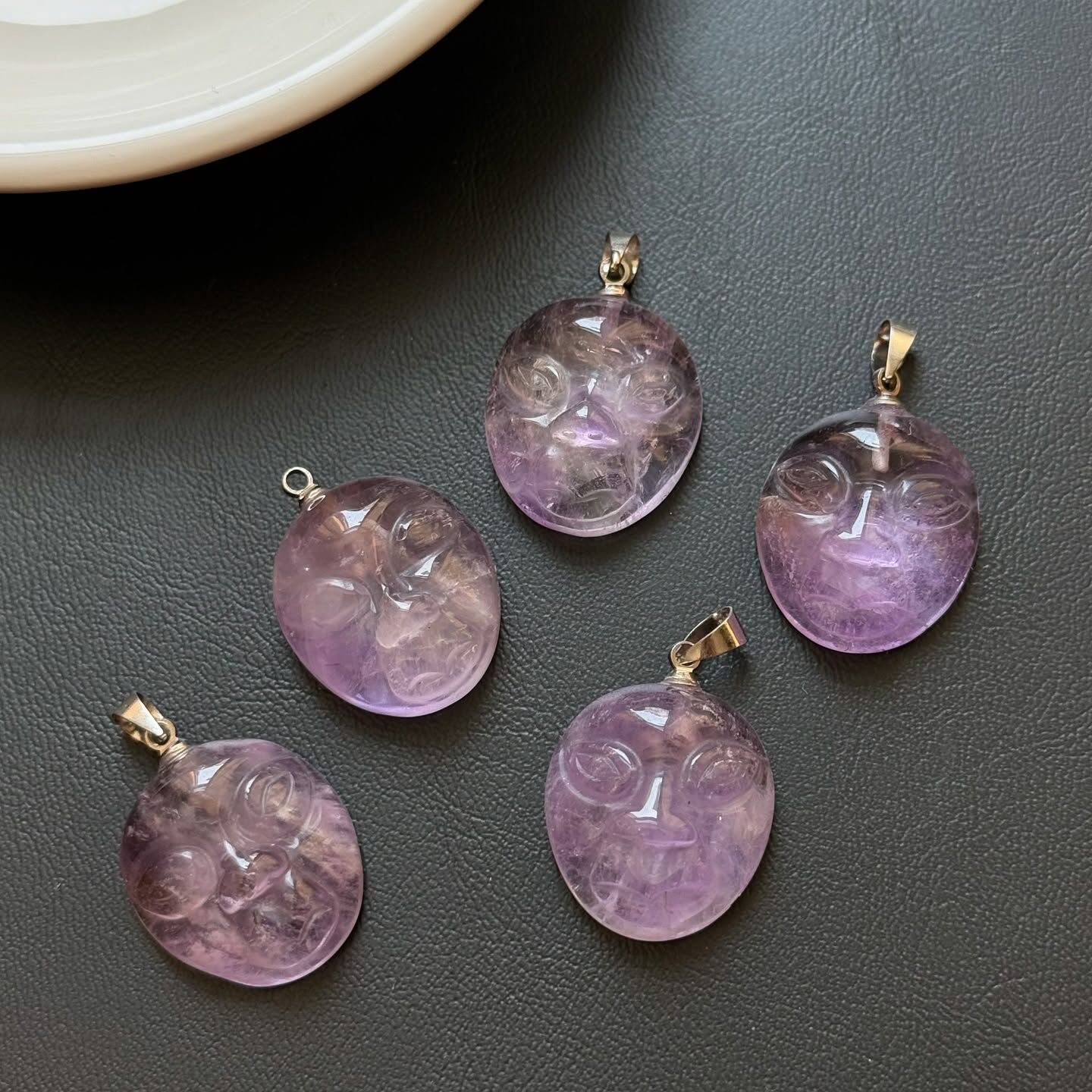 [原石] 紫水晶 非洲土著面具 項鍊吊墜