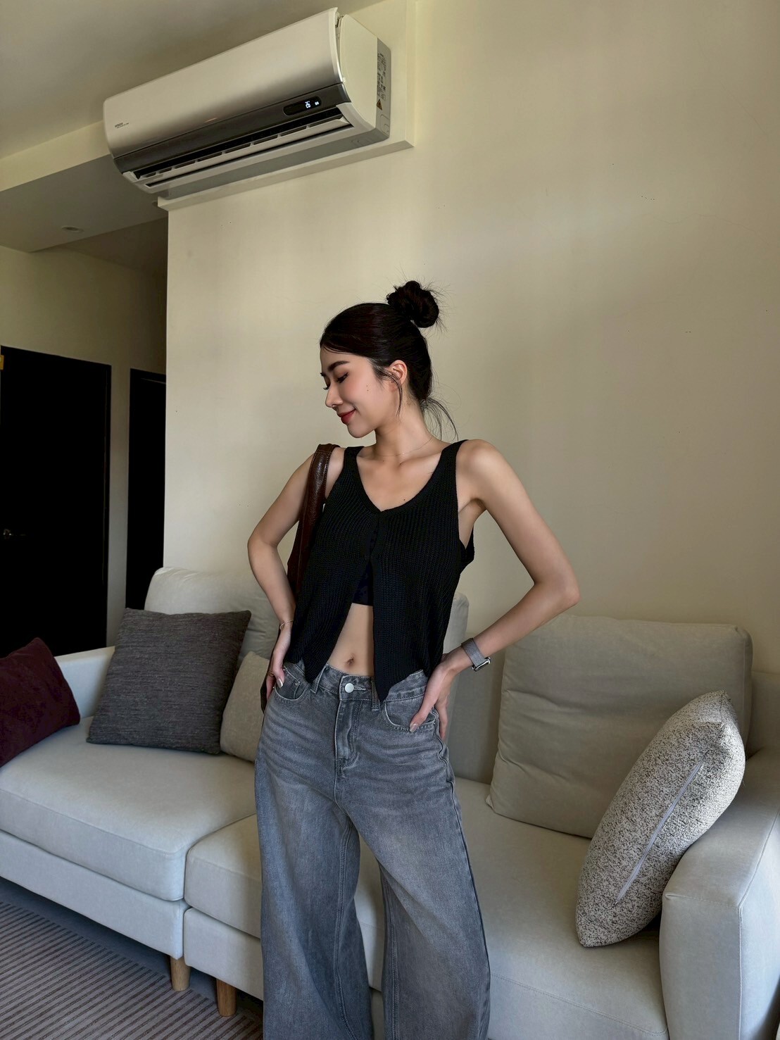 前釦式造型針織背心