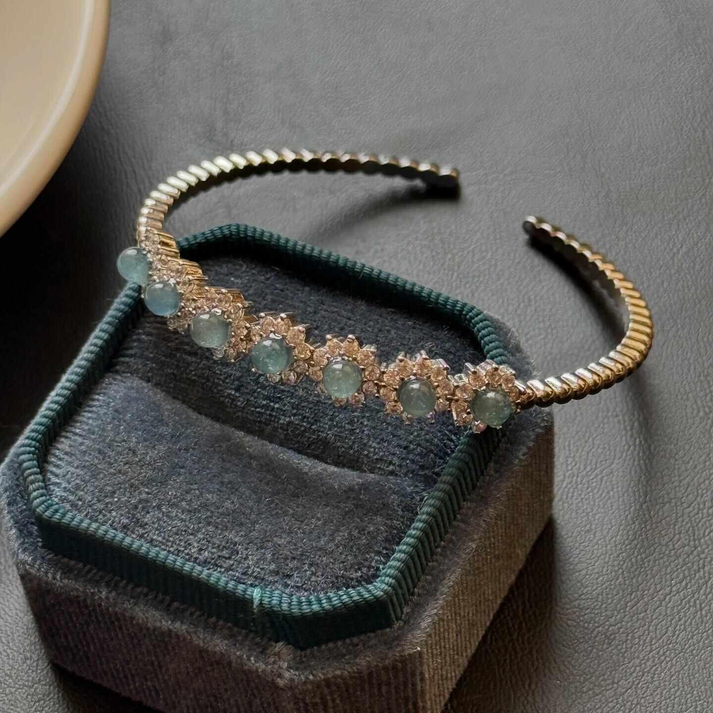 [原石] 海藍寶 金屬手鐲