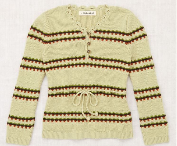 Misha & Puff  腰間抽繩針織衫  Polina Top - Raffia Beaded Stripe