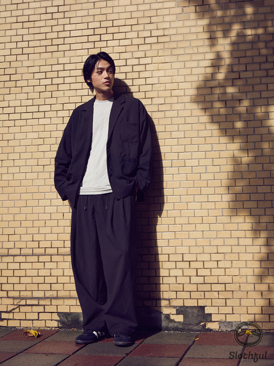 落肩寬版混羊毛西裝套裝