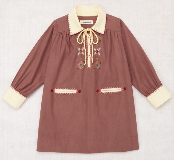 Misha & Puff 刺繡飾邊洋裝 Anita Dress - Mousse