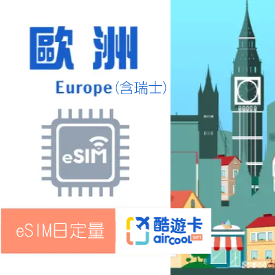 【歐洲(含瑞士)eSIM】日定量1GB｜5-15天
