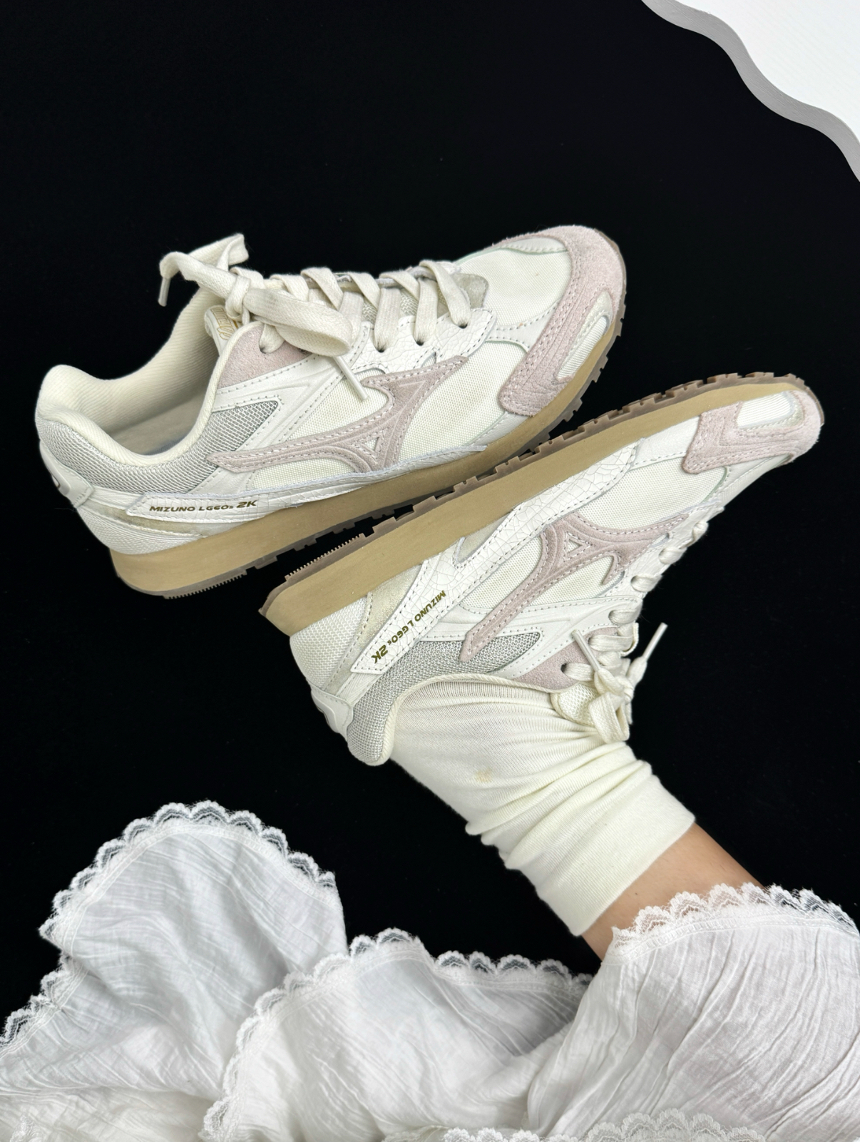 Mizuno 美津濃 LG 60S 2K 雲朵白灰拼接 麂皮 復古 慢跑鞋 薄底鞋 D1GH242103/預購