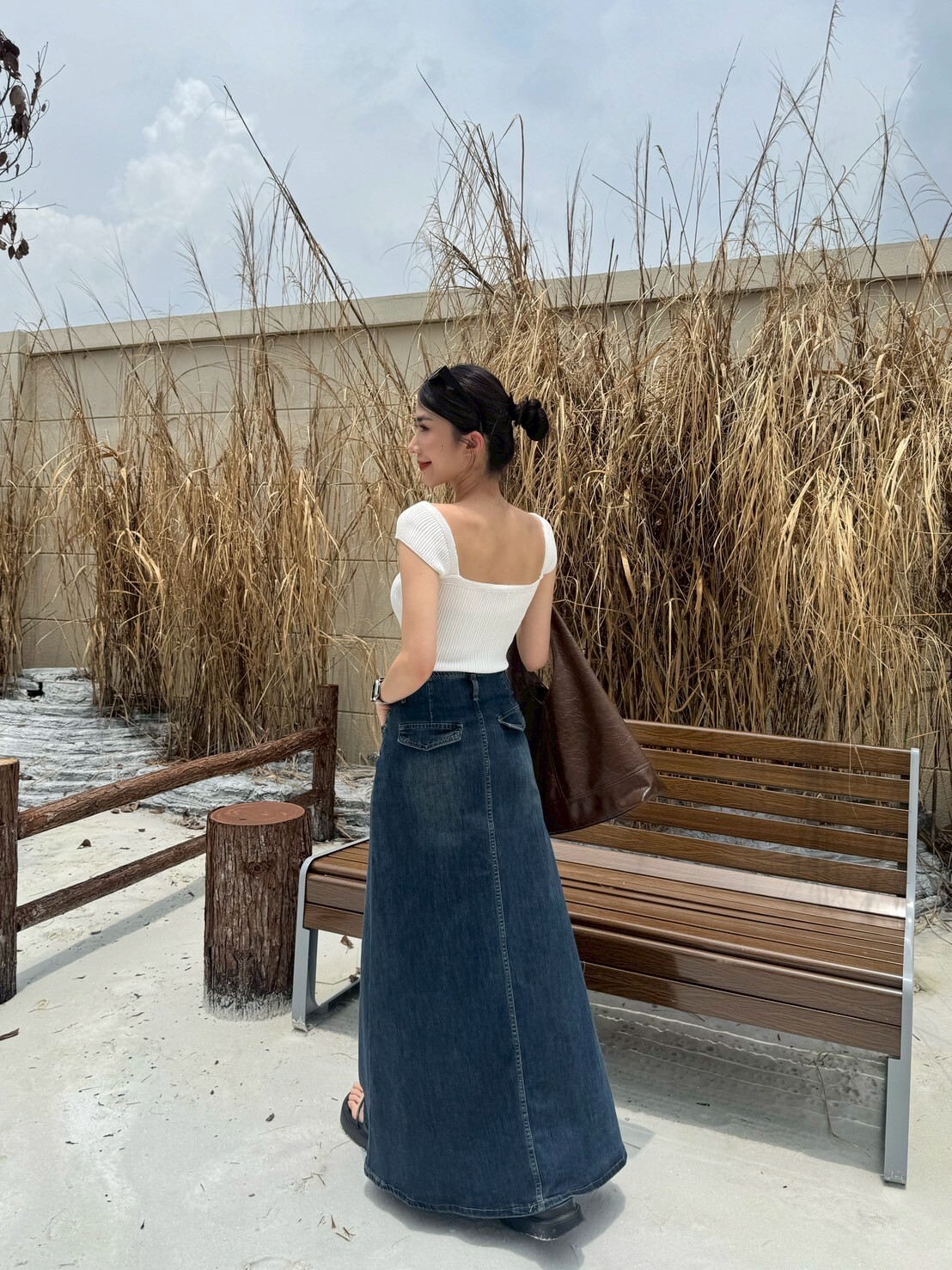 自留款復古修身牛仔裙