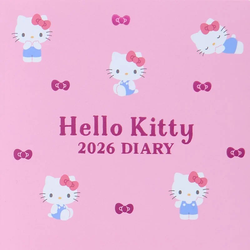 🇯🇵滿版KITTY粉色蝴蝶結手帳本2026