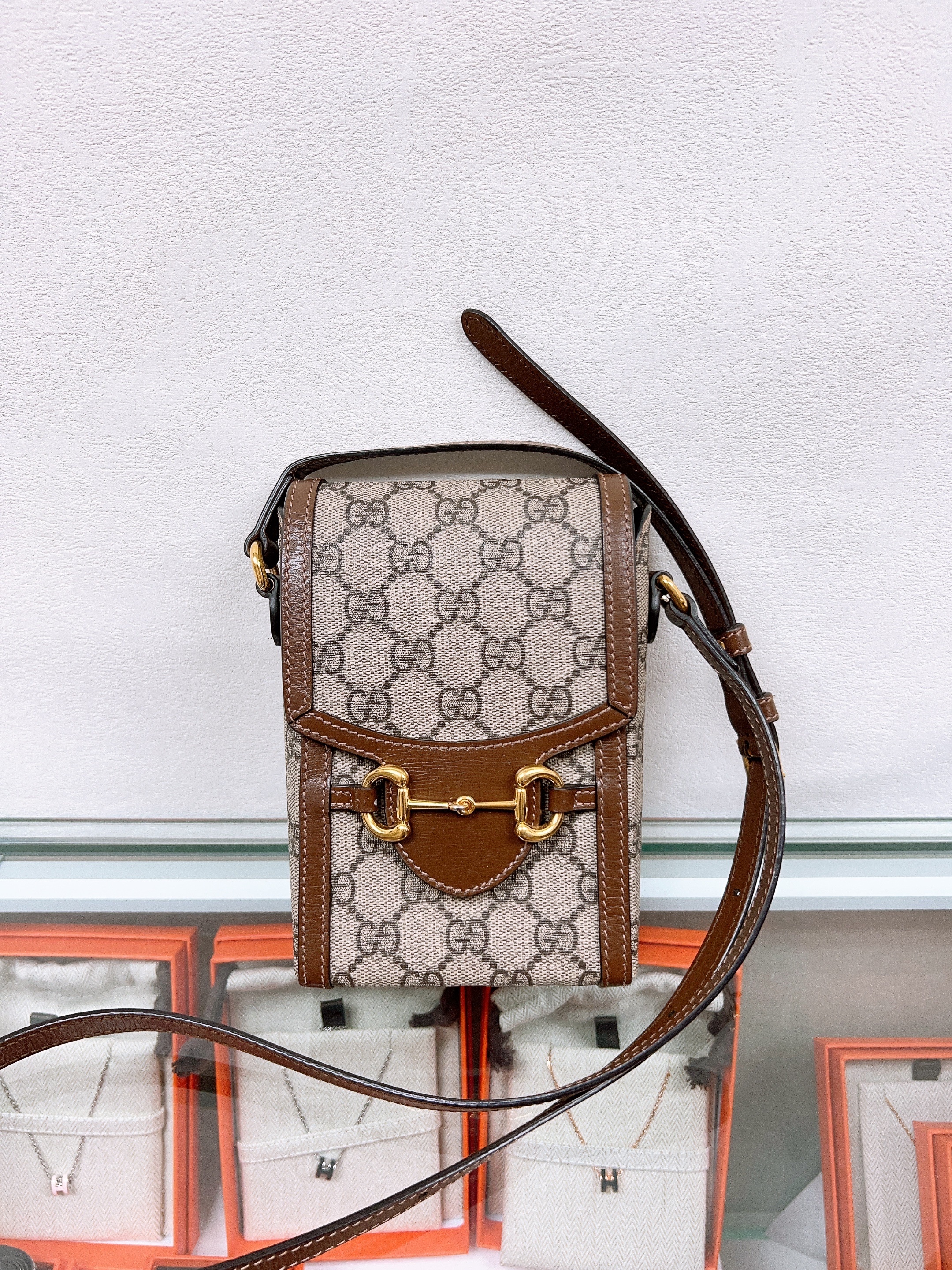 Gucci 1955 horsebit mini bag/ phone bag (brown monogram)