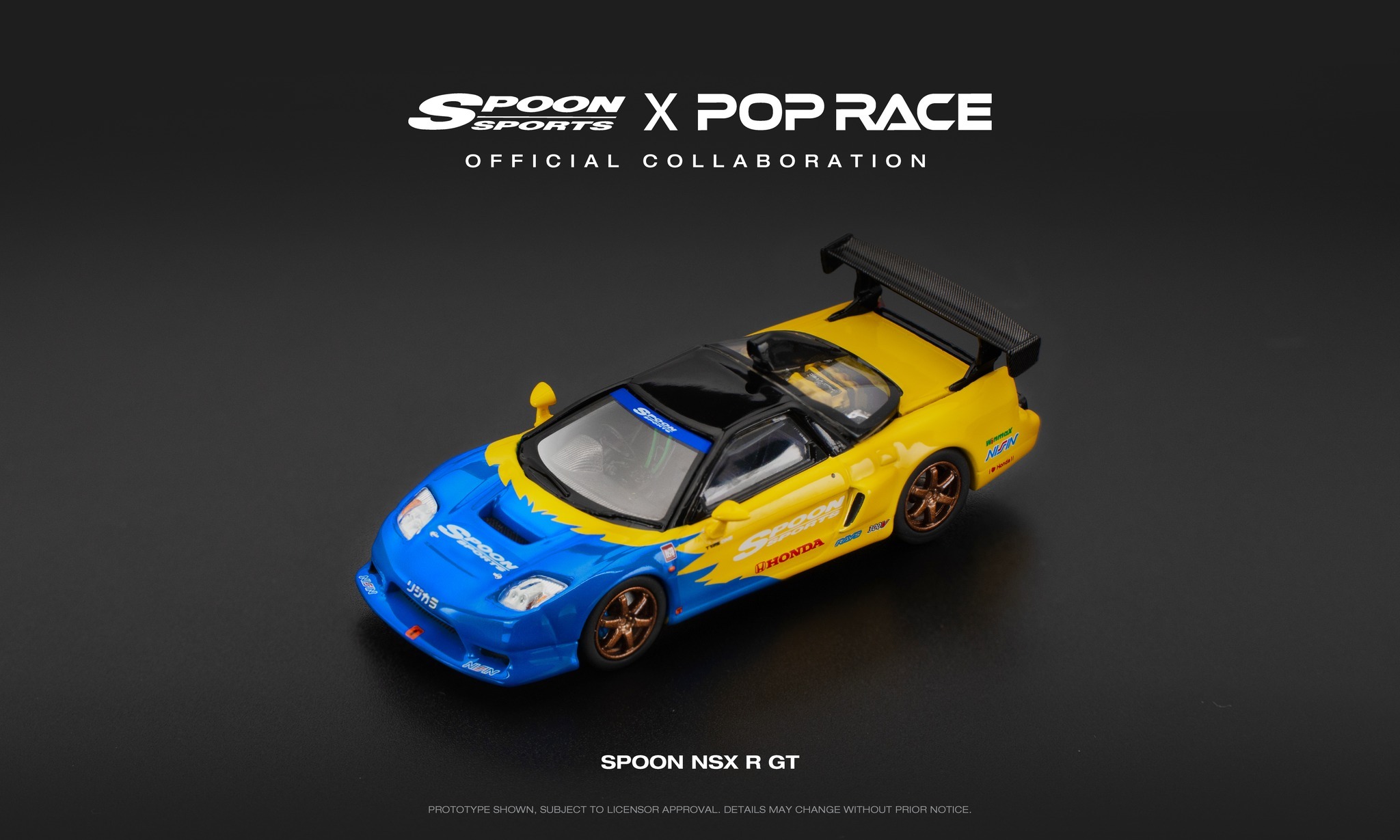 【數量限定】精裝版 SPOON SPORTS x POP RACE 1/64 NSX R GT 模型車 贈金屬銘牌鑰匙圈