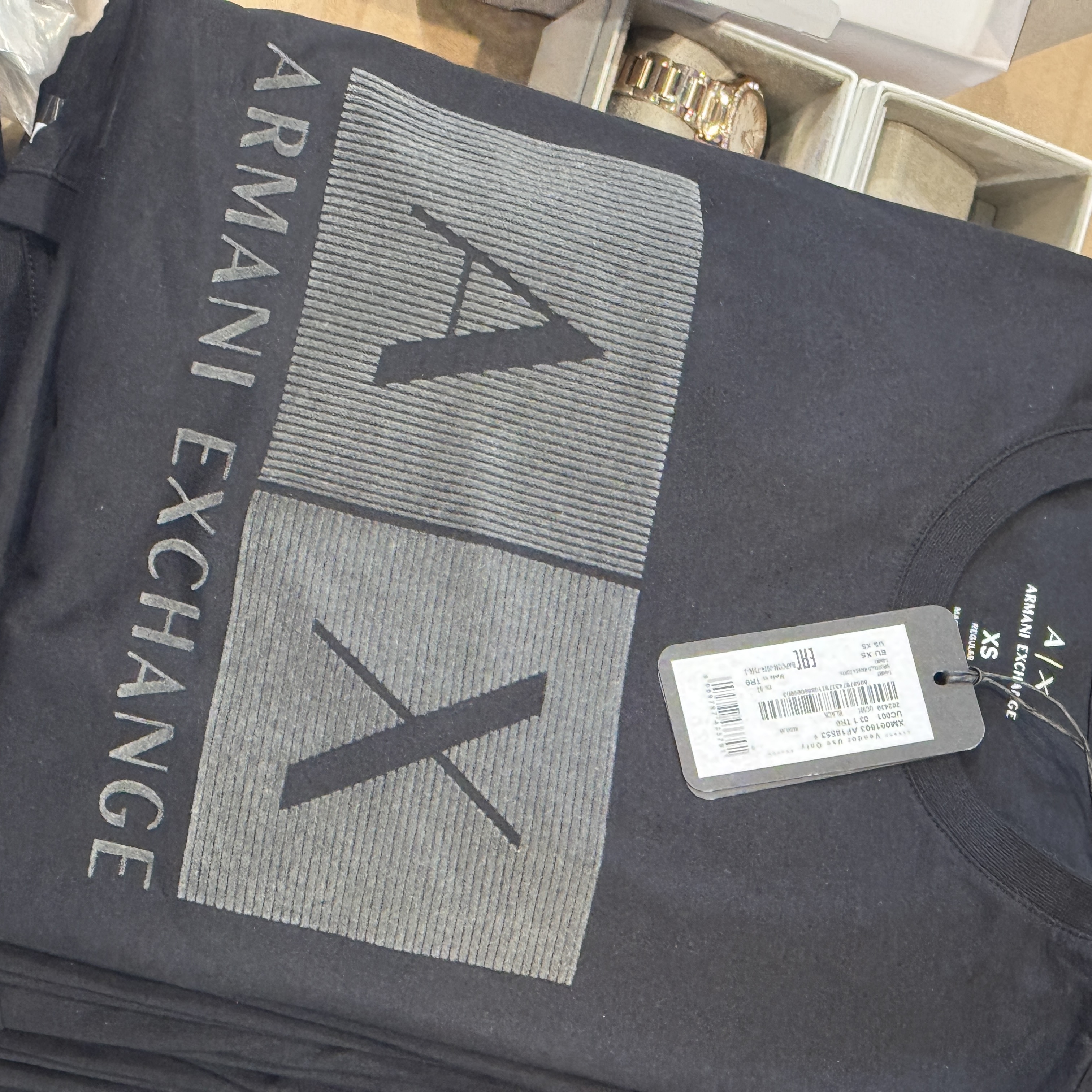 Armani Exchange AX 植絨方塊字母 短袖上衣 短T