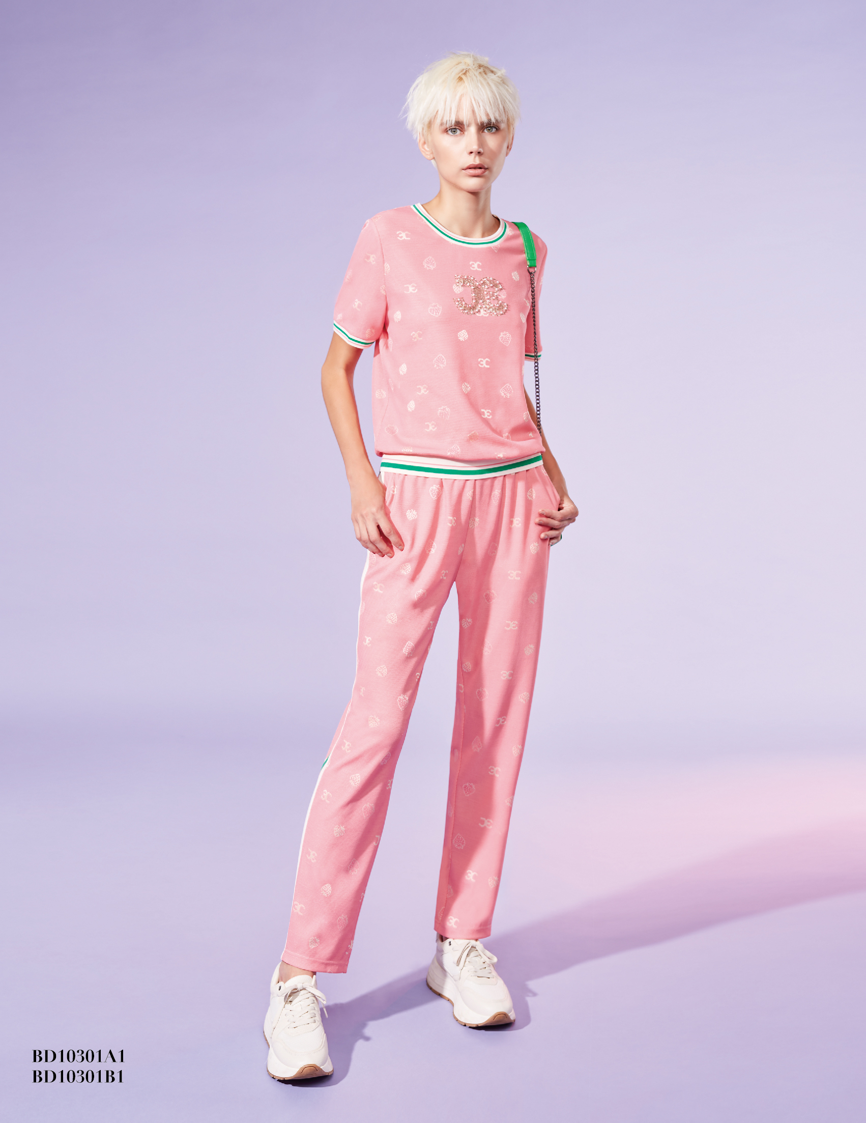 BD10301B1 鑽鑽logo老花休閒褲