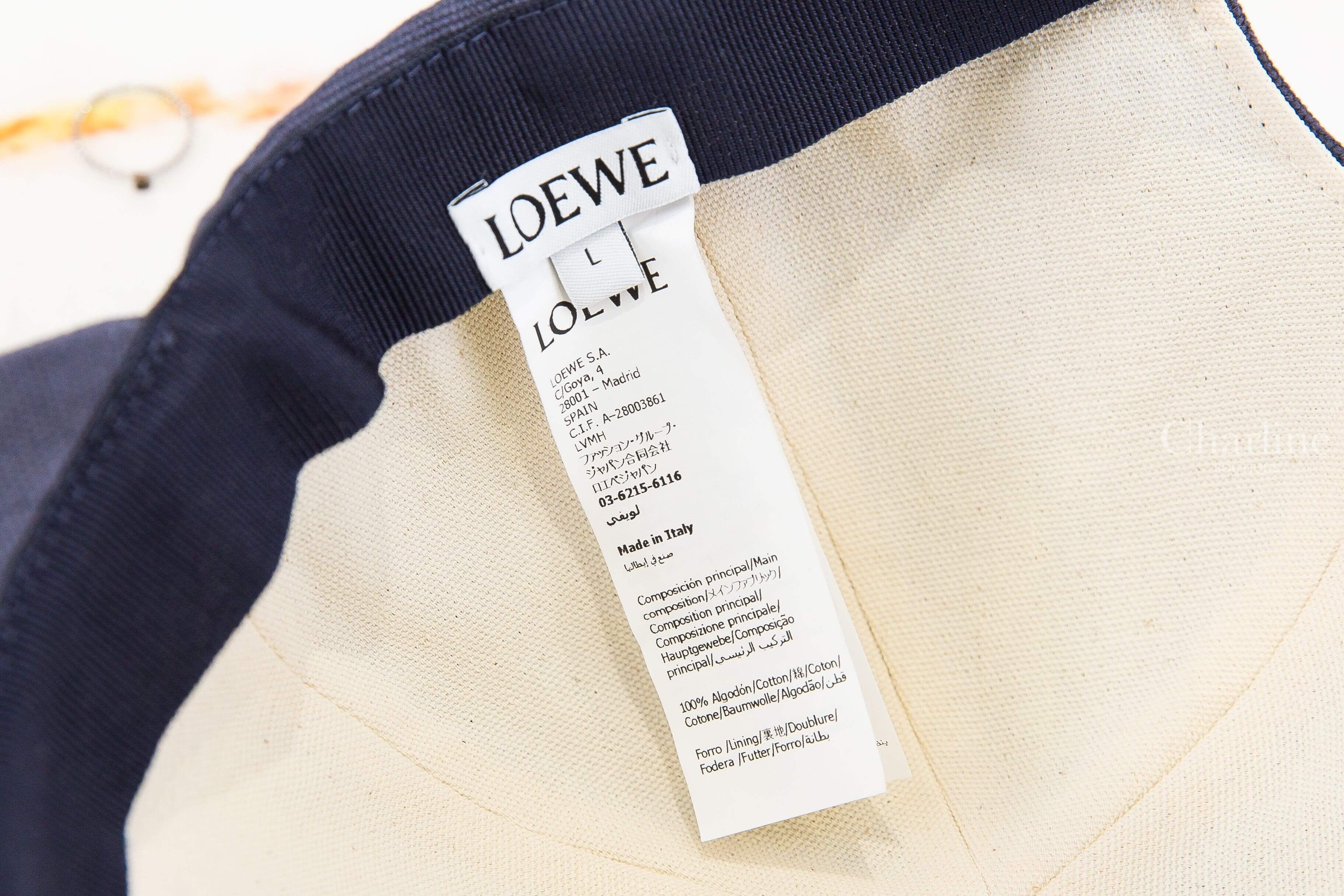 Loewe Loewe Cap In Canvas 深藍色刺繡字母側邊標籤帆布棉質棒球帽-Charline Boutique 精品代購