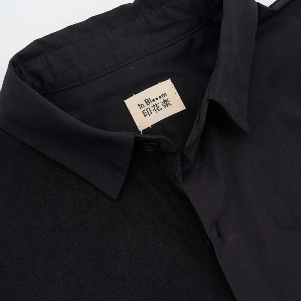 印花樂長袖拼接襯衫/"I"系列/深邃黑