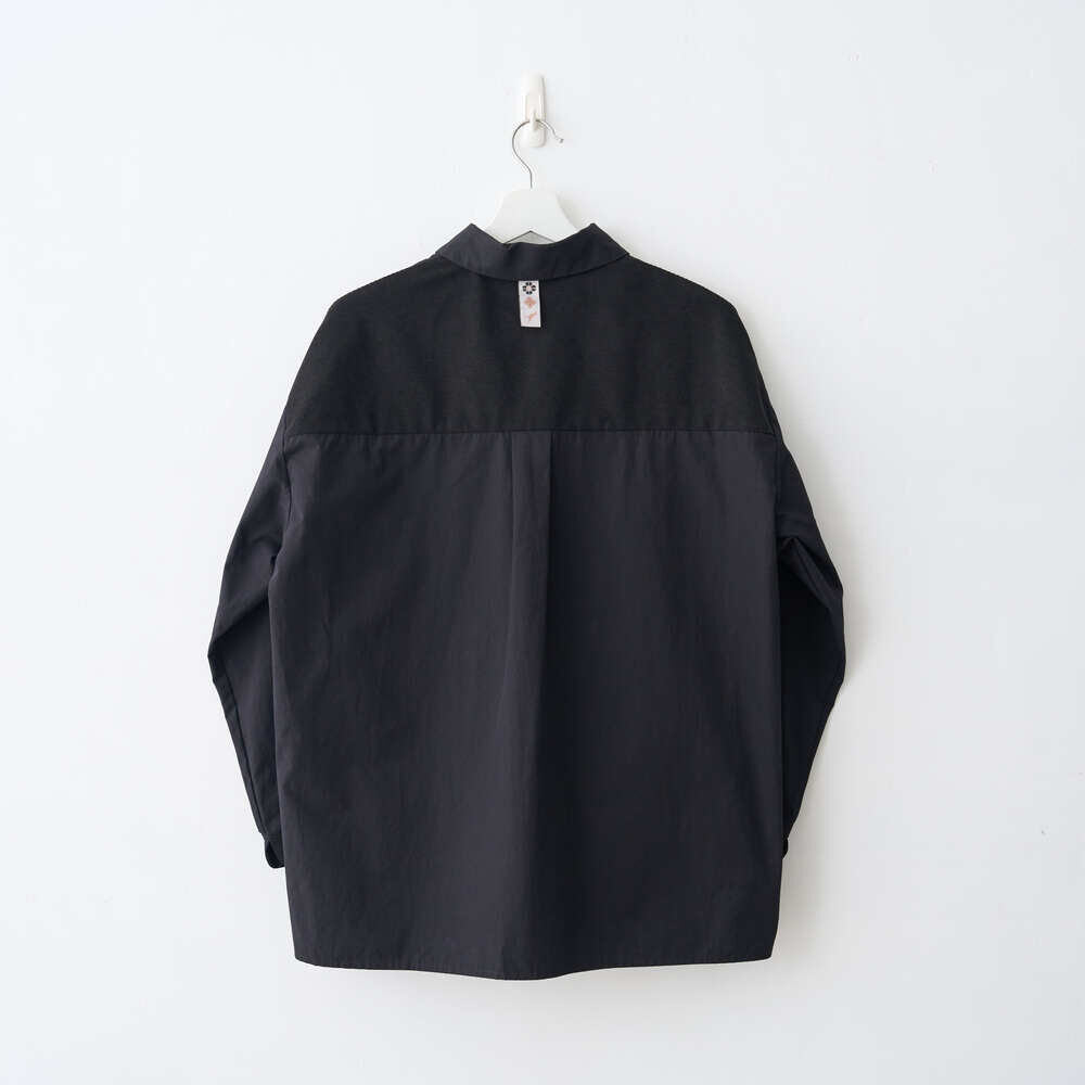 印花樂長袖拼接襯衫/"I"系列/深邃黑