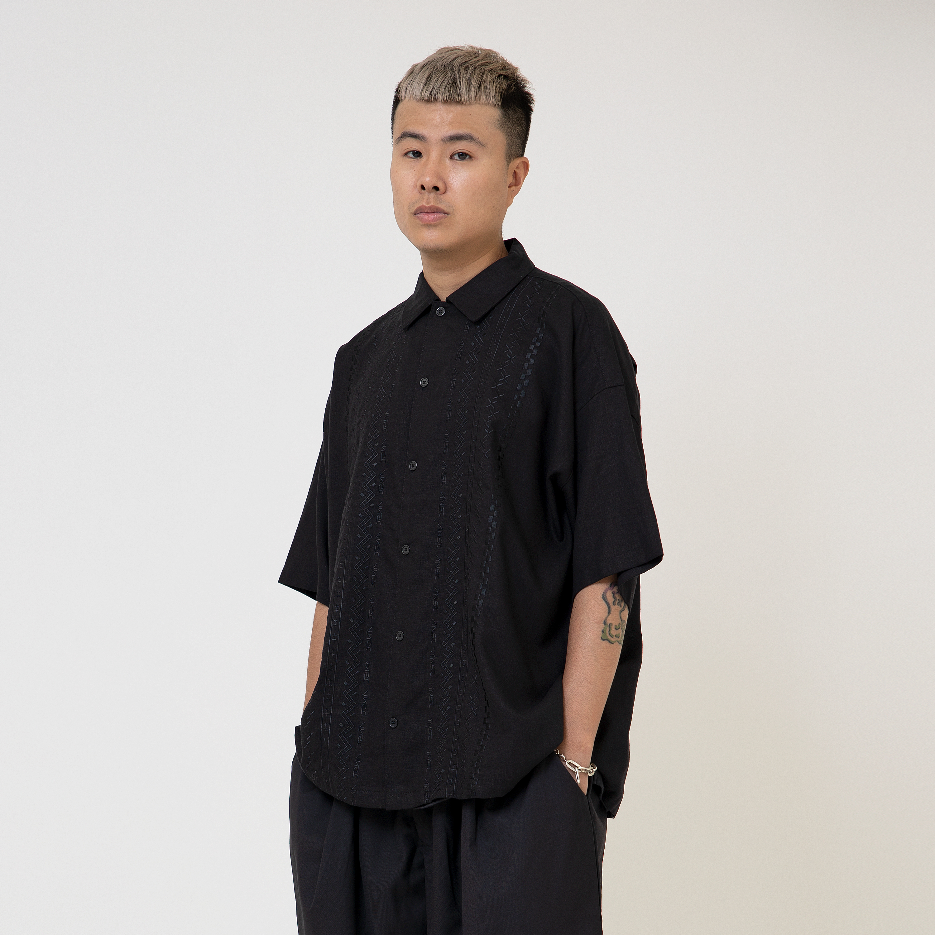 "現貨" ANST 圖騰刺繡亞麻襯衫 AN.61