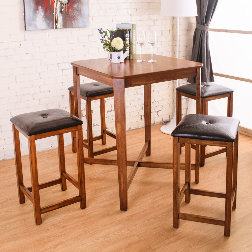 伊恩方形吧檯桌椅組(1桌4椅)