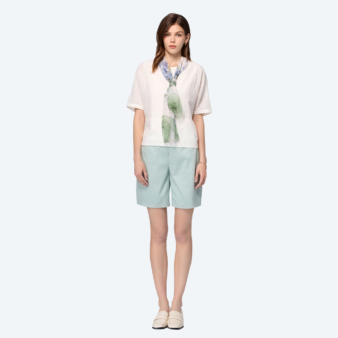 沁涼微光彈性短褲