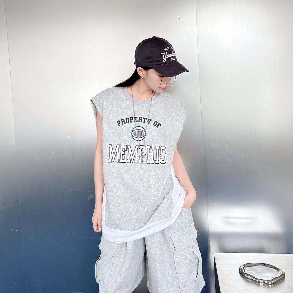 美式拼接 MEMPHIS 背心上衣