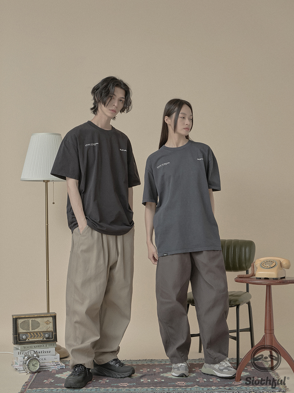 厚磅挺版刺繡錐形長褲