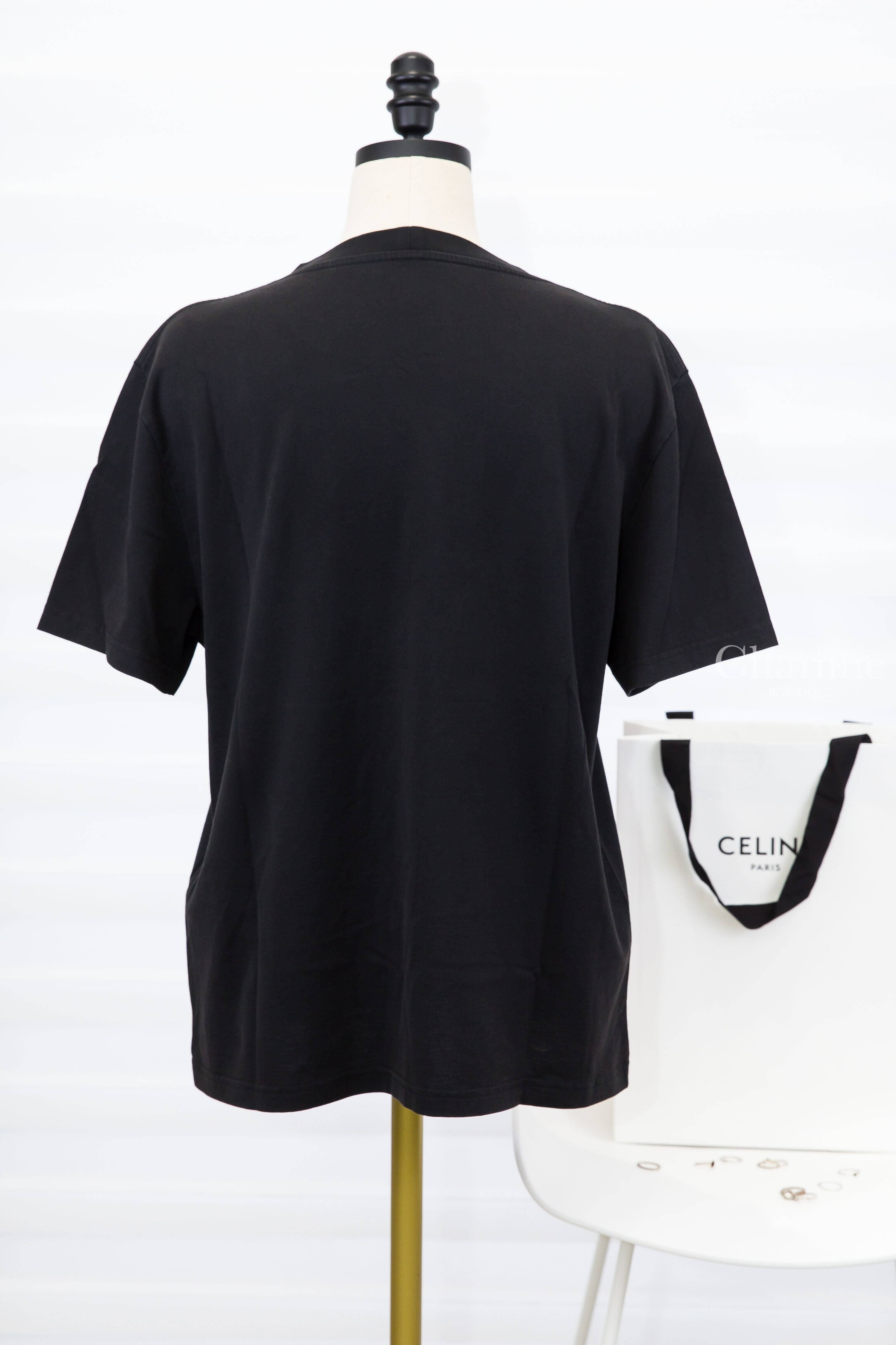 Celine Regular T-shirt In Cotton Jersey 黑色彩色塗鴉白字印花短袖棉T-Charline Boutique 精品代購