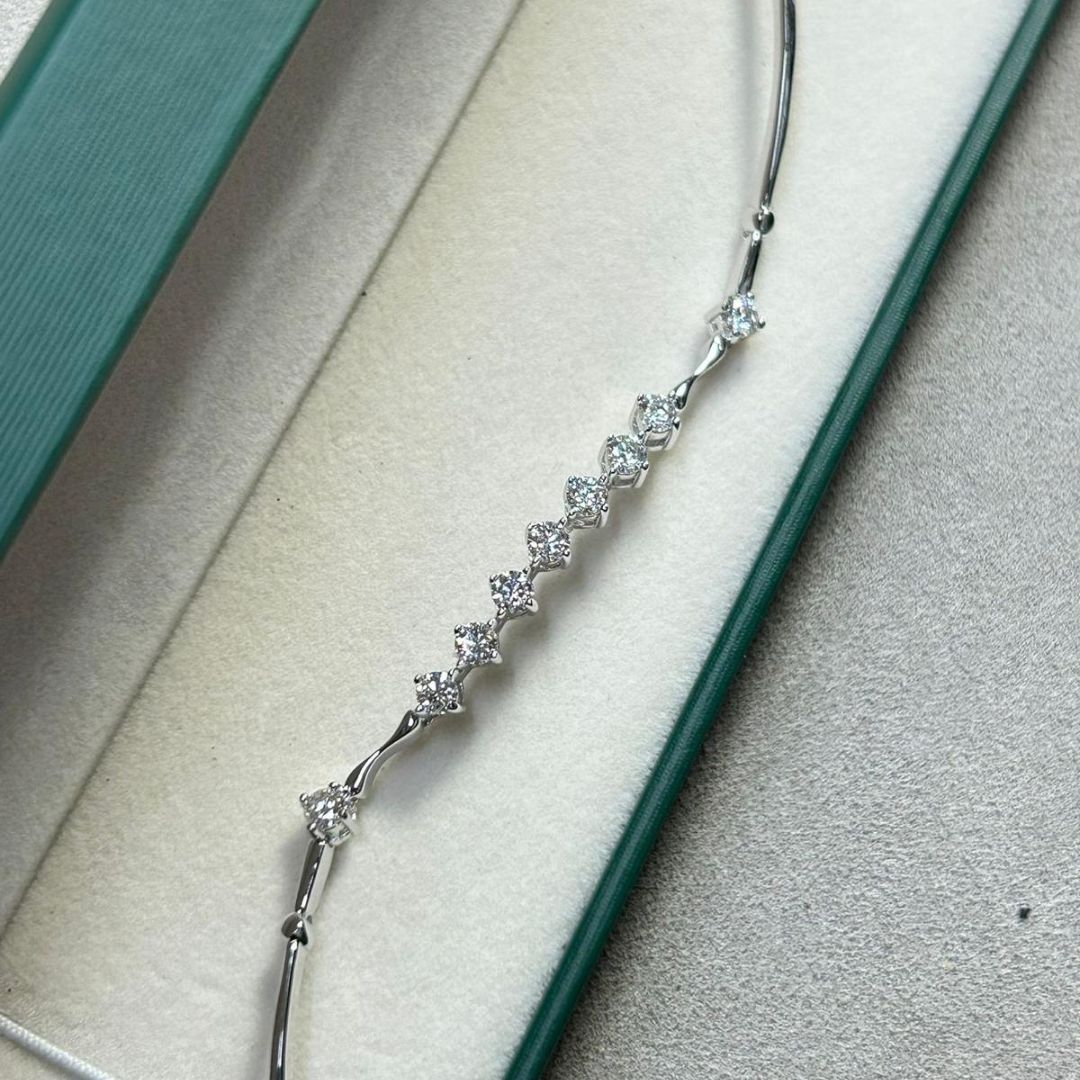 滿天星莫桑石純銀鍍鉑金手鏈 (有延長扣) [#SQ25082837]