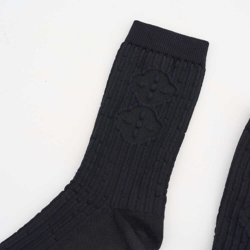 印花樂緹花中長襪/"I"系列/深邃黑