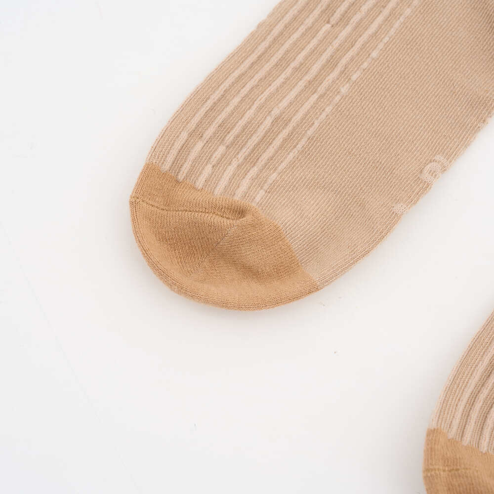 印花樂緹花中長襪/"I"系列/大地棕