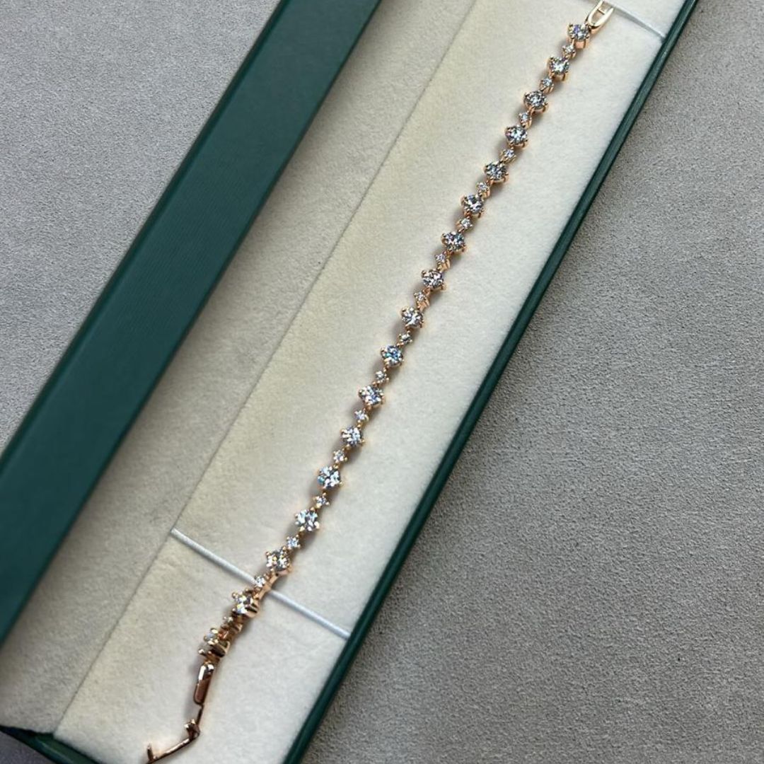 滿天星莫桑石純銀鍍玫瑰金手鏈 (分尺寸) [#SQ25082838]