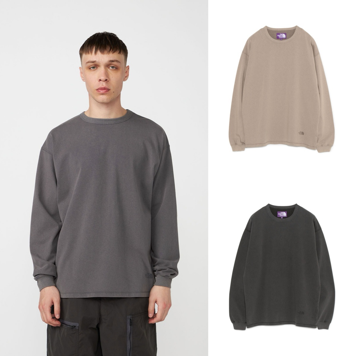 預購┃日本 TNF 紫標 Faded Field Long Sleeve Tee 大地色 小LOGO 薄長袖