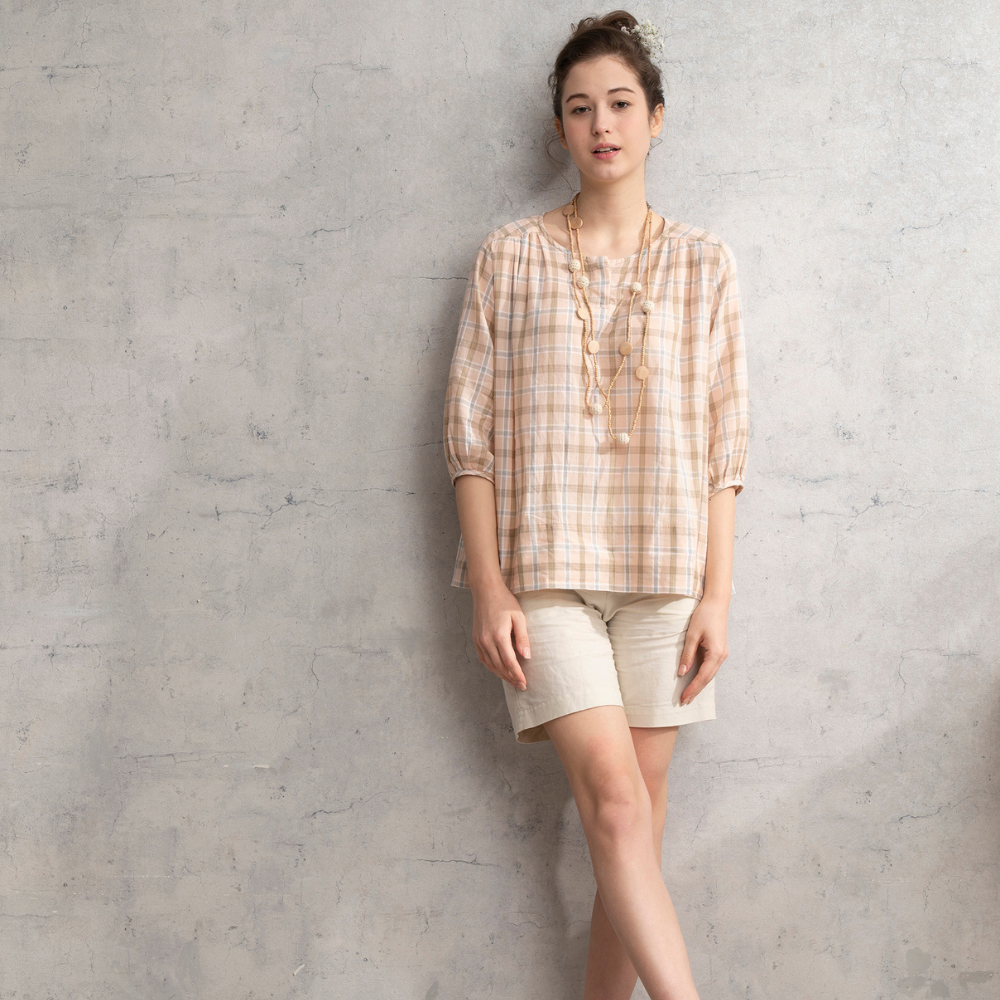 PIPPY 百搭透氣棉麻百搭短褲 米