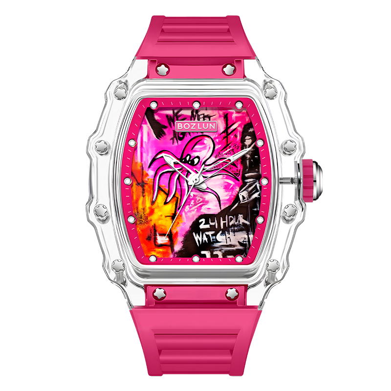 【BOZLUN  保羅】I AM THE ONE系列 KOTA01801/1803/1804 原創塗鴉 機械 夜光 手錶 (附贈官方品牌項鍊)