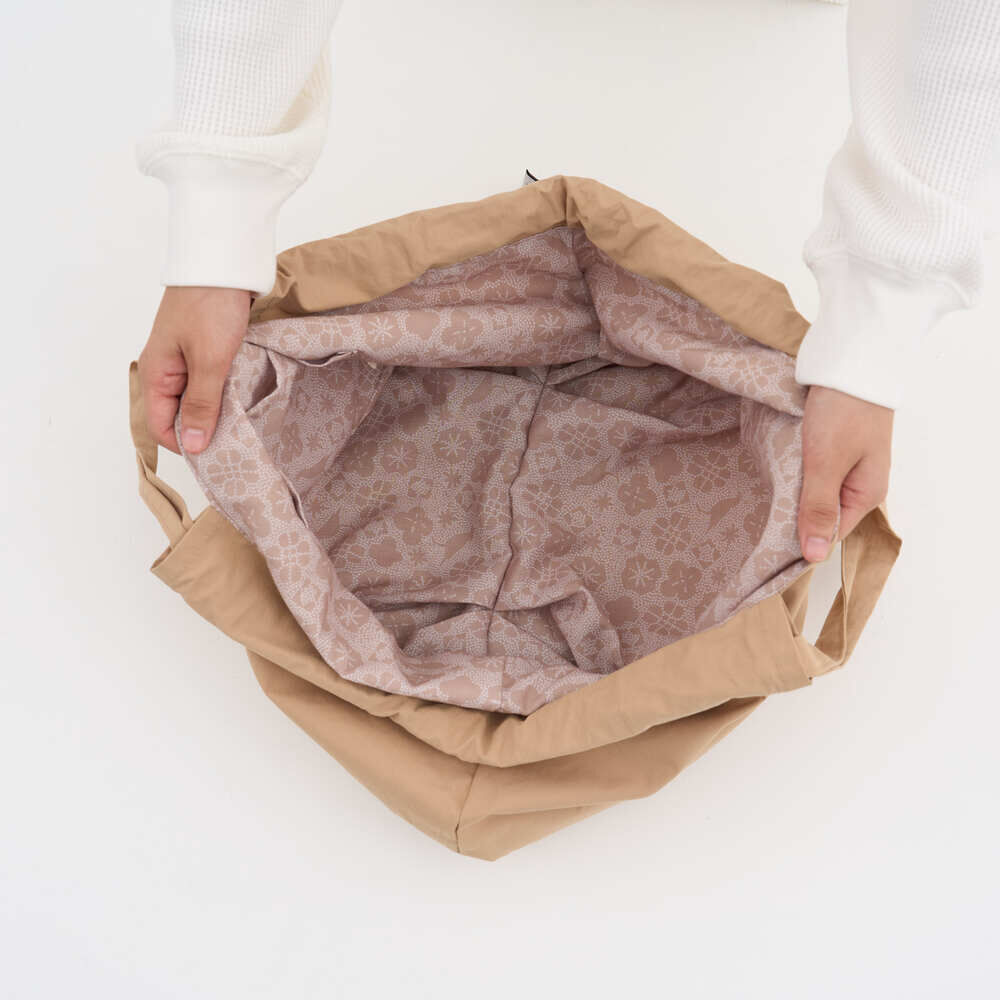 印花樂可調提帶皺口大包/"I"系列/大地棕