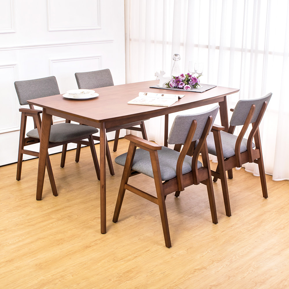 伊娃實木餐桌椅組(一桌四椅)