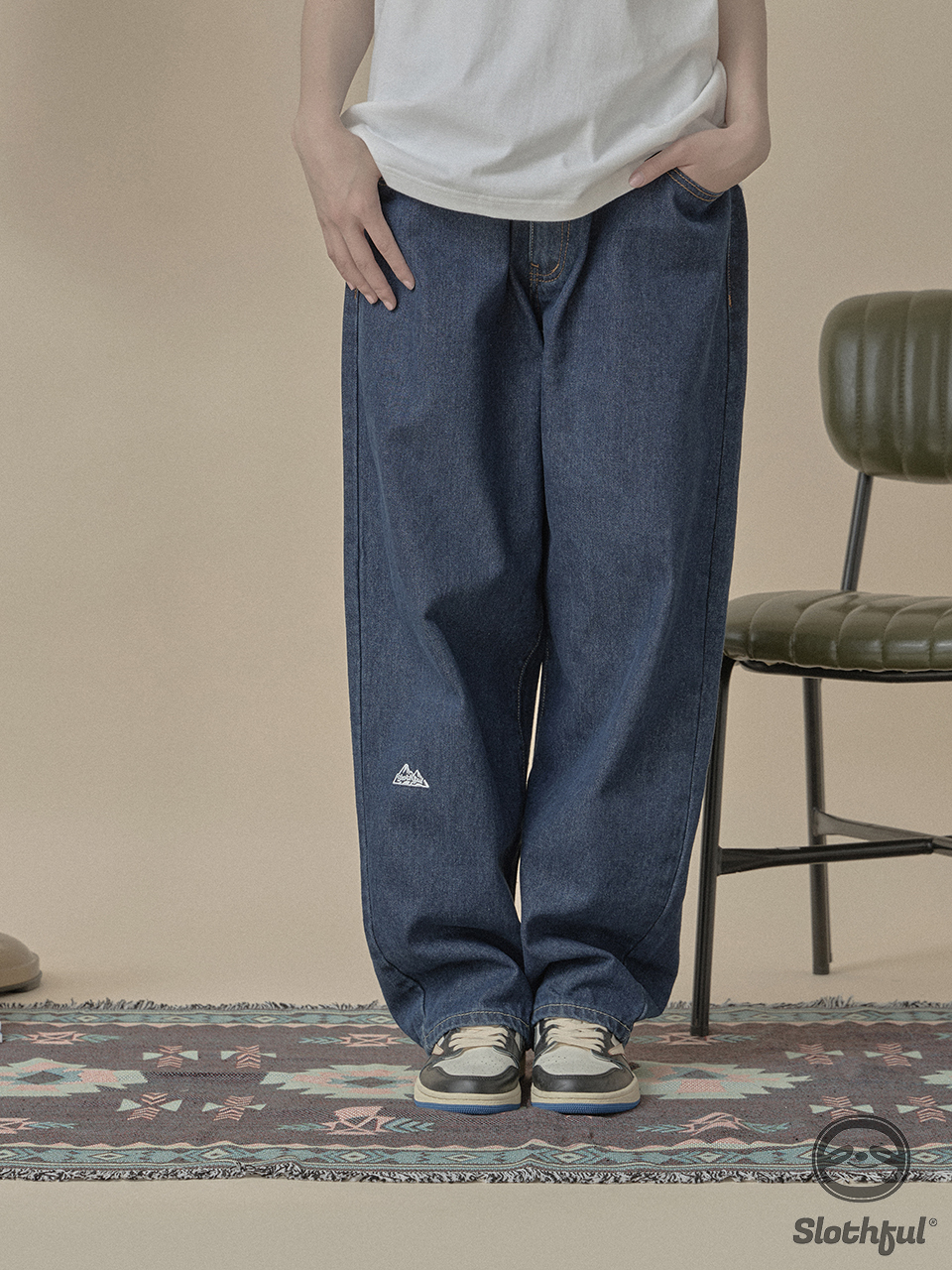 重磅抽繩錐形牛仔褲