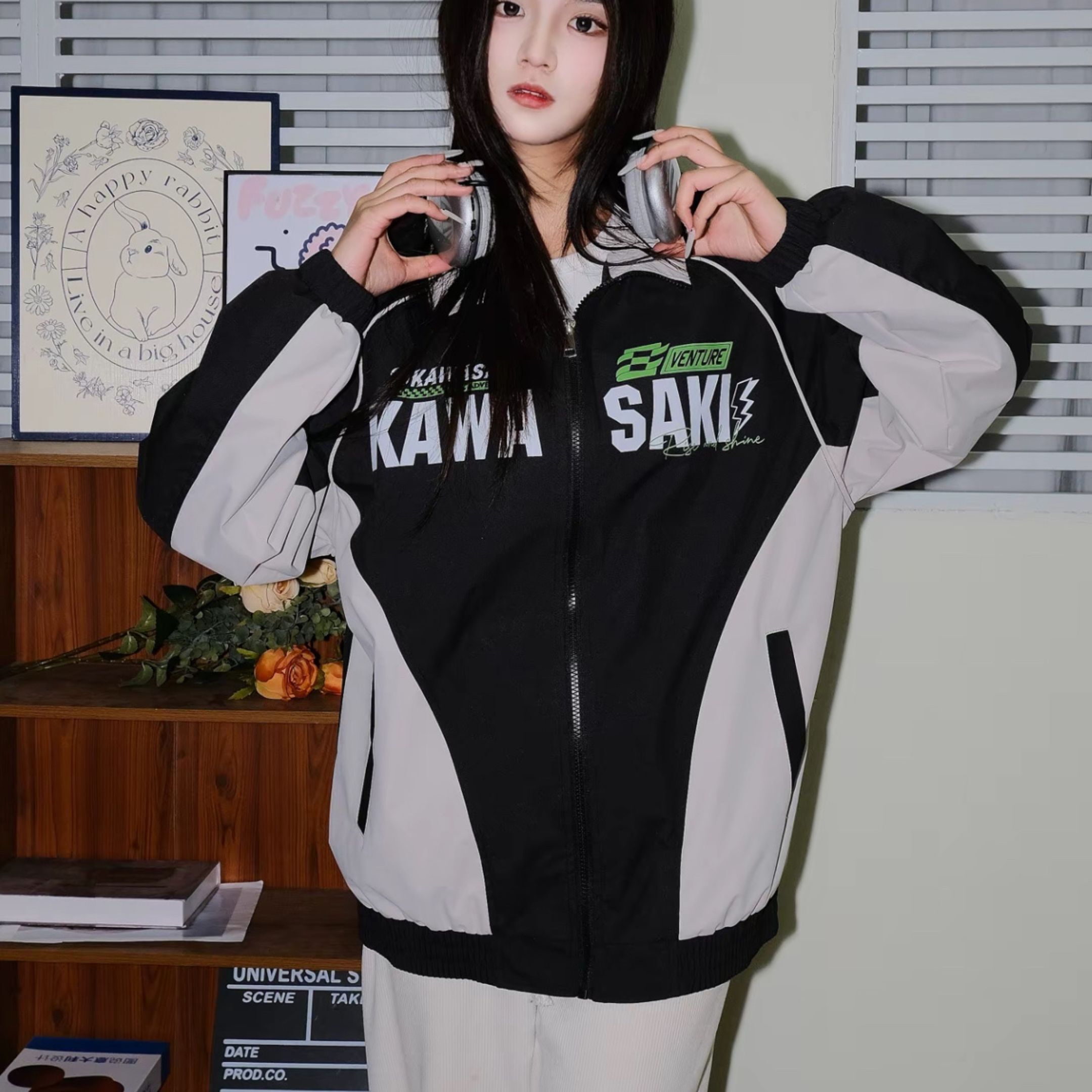 NICEDAY 代購 Kawasaki 川崎 重工 賽車 外套 燙印 刺繡 白紅 黑白 海軍藍 藍橘 防風