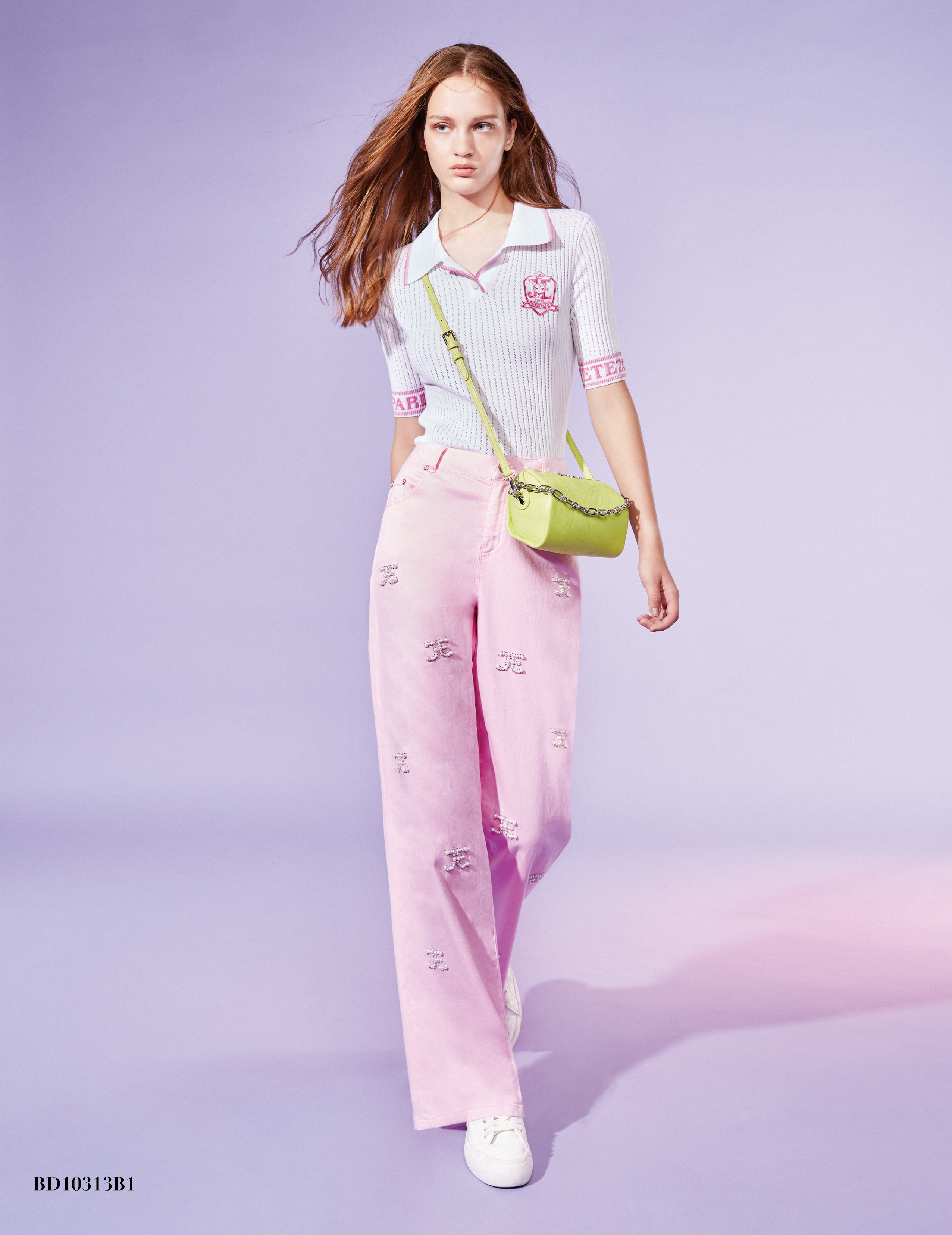 BD10313B1 新藝術花園珍珠logo牛仔直筒褲